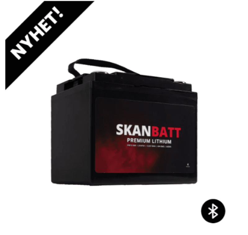 SKANBATT Premium Lithium - 12V 50Ah 60A BMS - 196x168x175mm - Bluetooth - 8 Års garanti