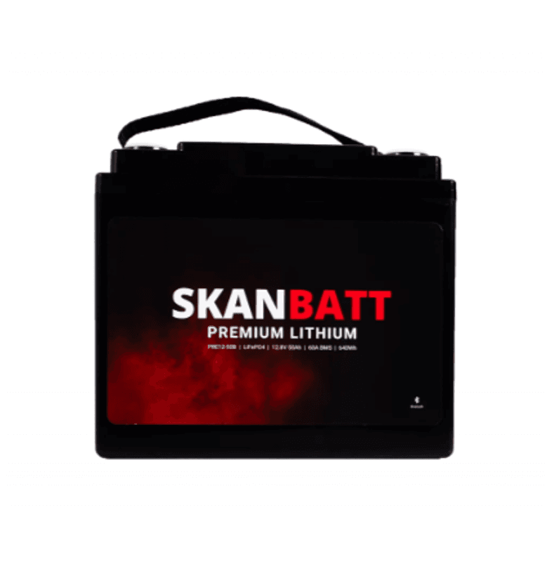 SKANBATT Premium Lithium - 12V 50Ah 60A BMS - 196x168x175mm - Bluetooth - 8 Års garanti