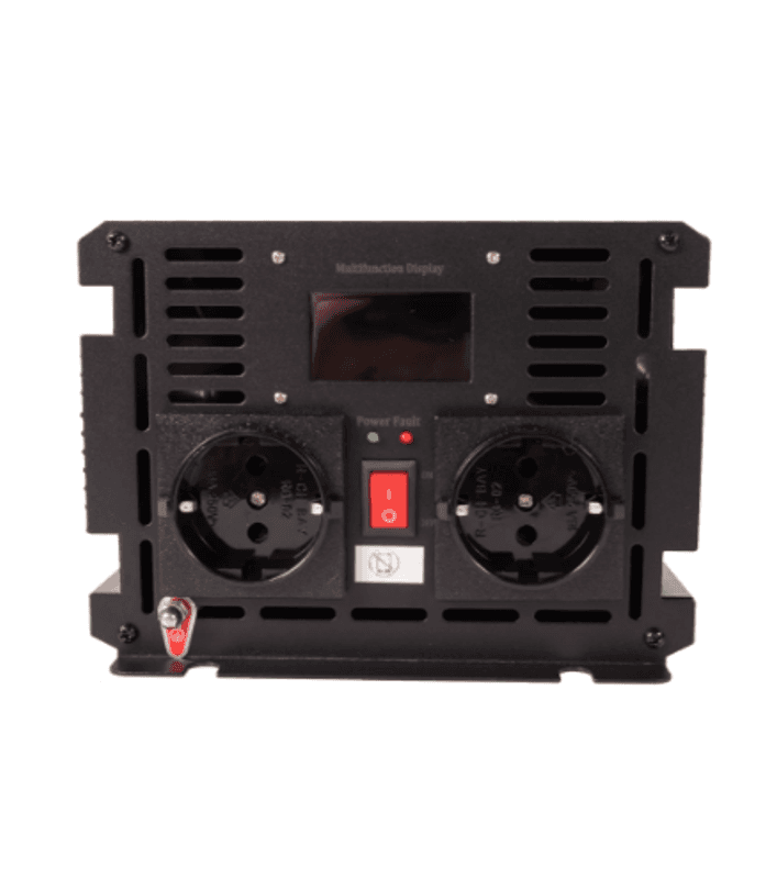 SKANBATT Inverter 12V 2000W Ren Sinus med Nettprioritering og Trådløs Fjernkontroll 420x165x120mm